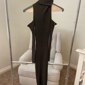 Pinkblush maternity midi cold shoulder turtle neck dress